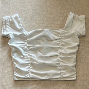 Chic White Ruched Crop Top